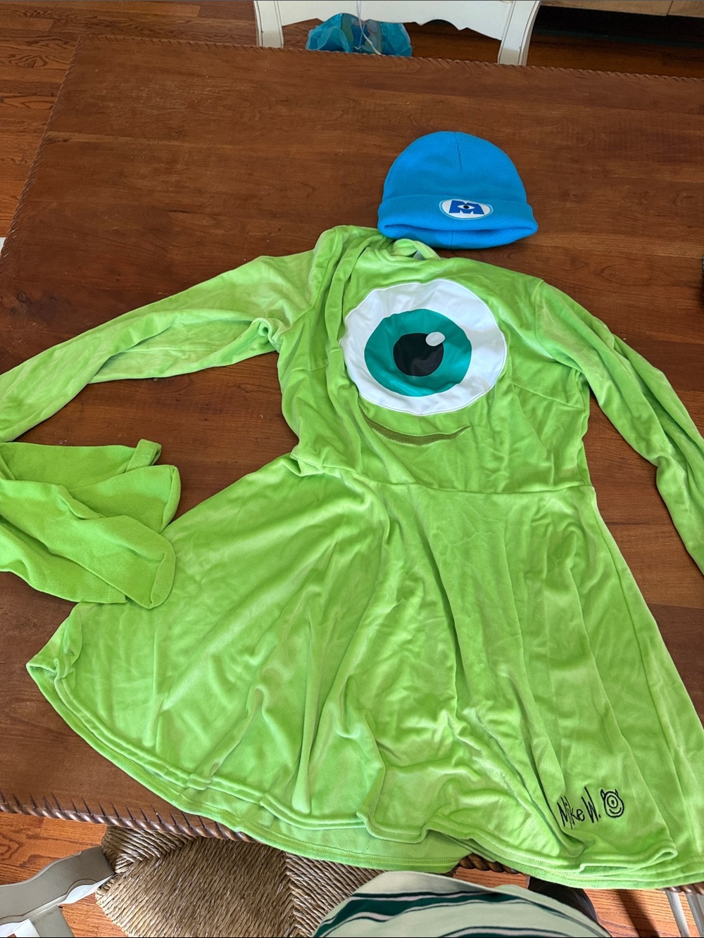 Monsterse Inc. Mike Wazowski Green Women’s Halloween Costume Dress with Blue Hat
